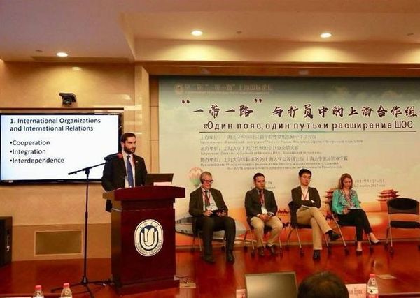 Sahibzada Muhammad Saeed delivering address at Belt and Road and SCO International Forum